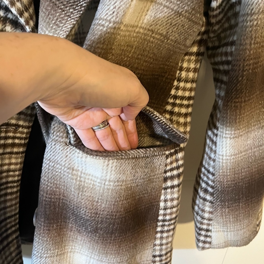Avec Les Filles Brown Plaid Double Breasted Blazer Women’s M - Picture 10 of 15